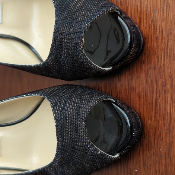 Jimmy Choo Nova 100 Copper Metallic Fabric Peep Toe Ankle Strap Heels Size 7.5 - Picture 5 of 11